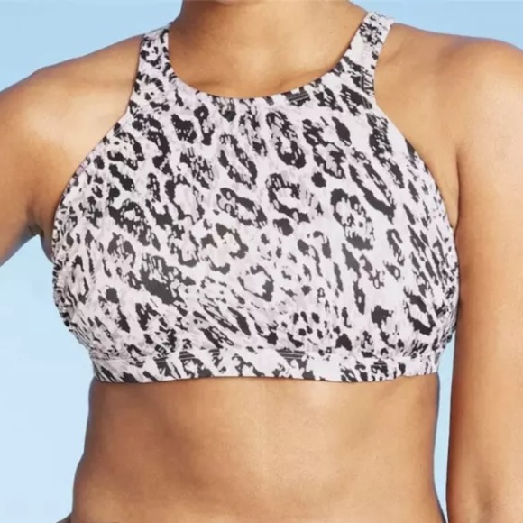 Women’s High Neck Strappy Back Bikini Top Animal Print by all in motion New - Picture 4 of 8